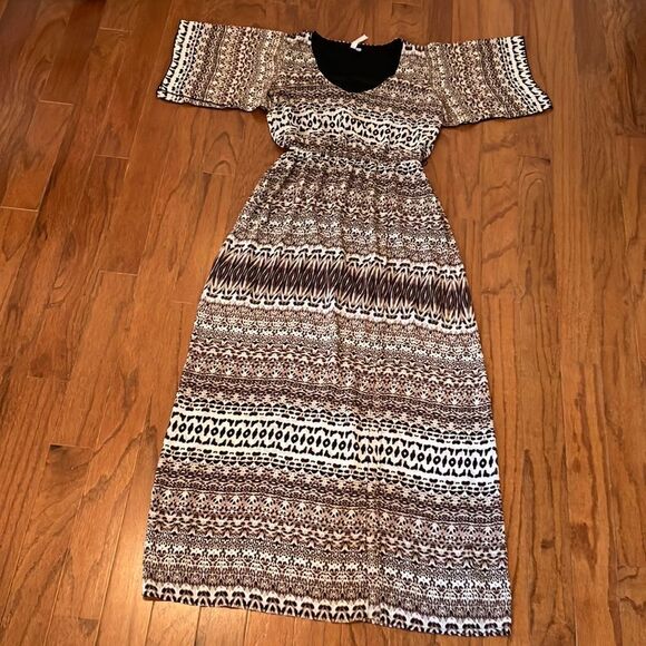 ANTHROPOLOGIE S Animal Print Boho Maxi Dress - Picture 1 of 7